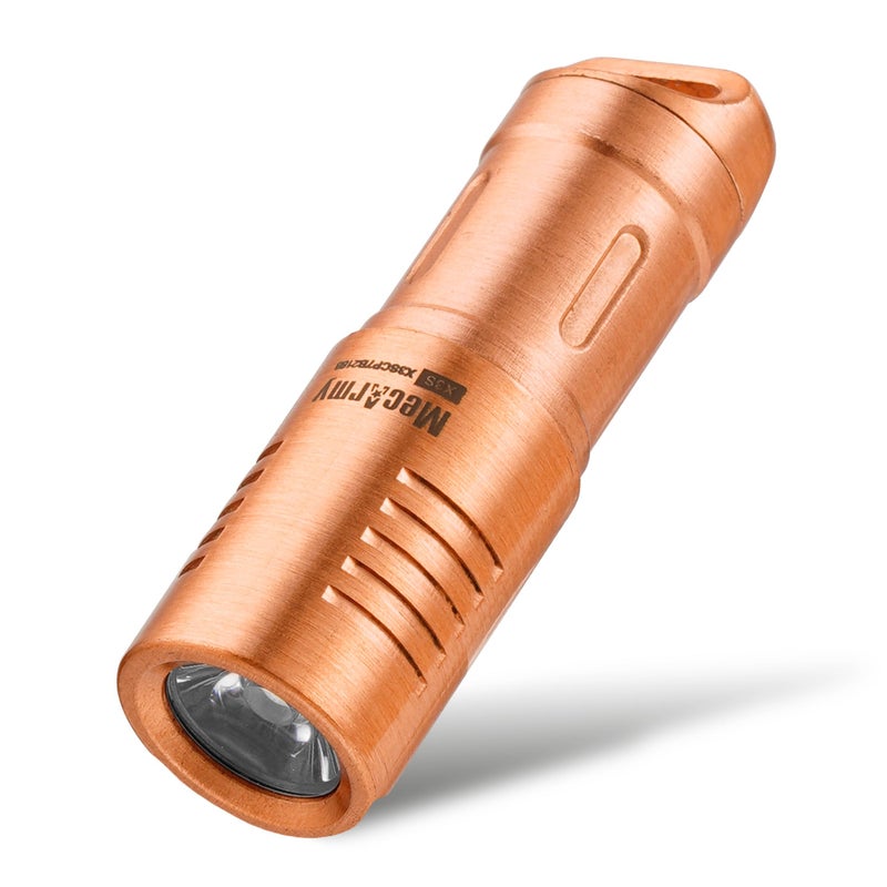 MecArmy X3S Handheld Mini EDC Flashlight with Micro USB Charging, Portable Rechargeable Everyday Carry Keychain Torch|130 lumens Outdoor Waterproof Lamp (Copper) - Image 1